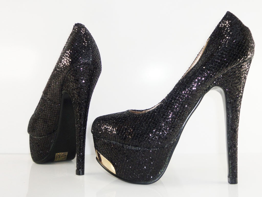JUODOS BLIZGUČIŲ PLATFORMOS STILLETTOS SEXY - 4