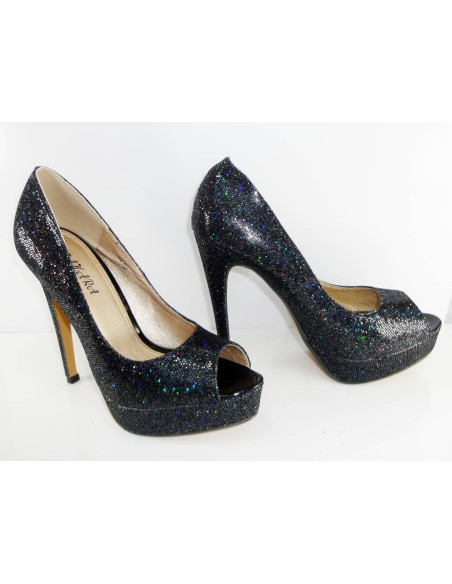 PINS AUF DER PLATTFORM SCHWARZ MIT GLITTER - 3