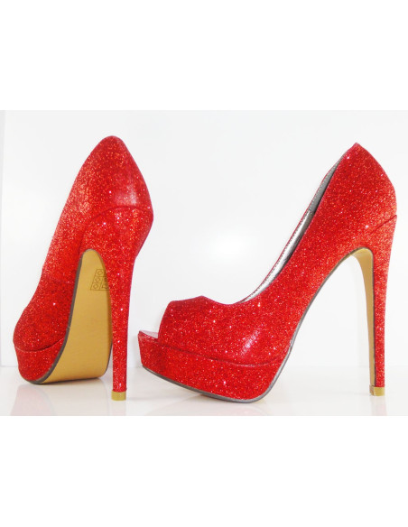 SARKANI PLATFORMAS STILETTOS AR MIRDZUMIEM - 1