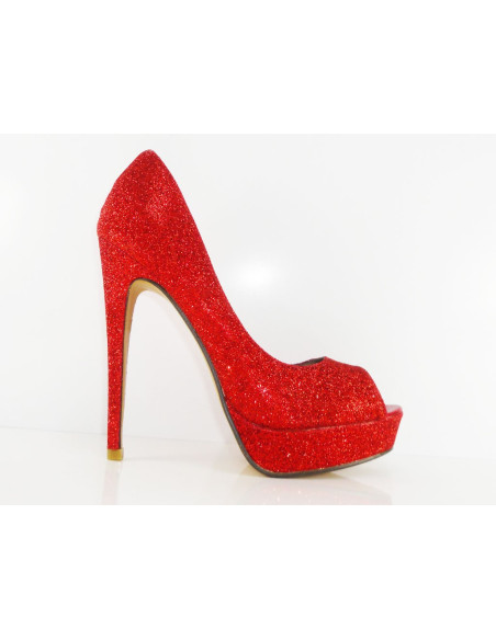 ČERVENÉ PLATFORMOVÉ PINY S GLITTEREM - 2