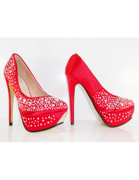 PLATFORMAS STILETTOS SARKANI AR TAPĀM - 5
