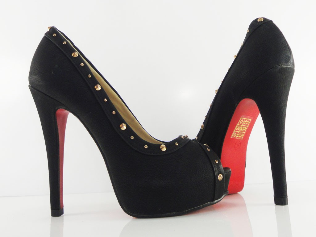 PINS BLACK MATT ECO LEATHER ON PLATFORM - 3