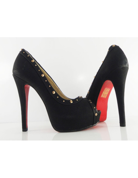 PINS BLACK MATT ECO LEATHER ON PLATFORM - 3