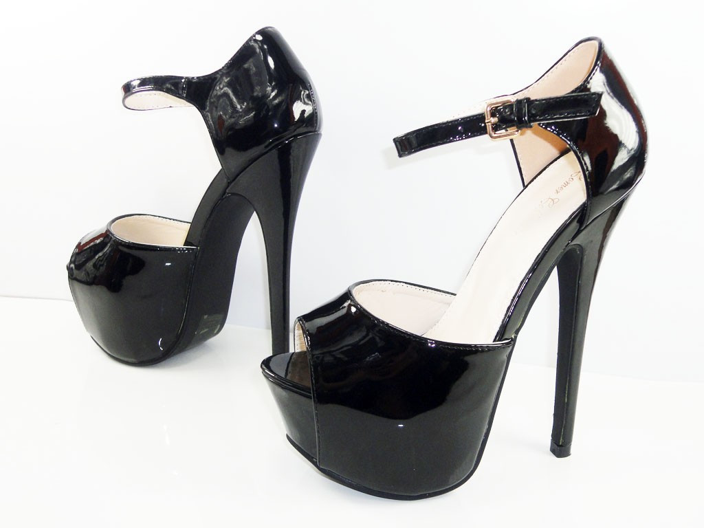 HAUTES SANDALES NOIRES LAQUÉES À ÉPINGLES - 4