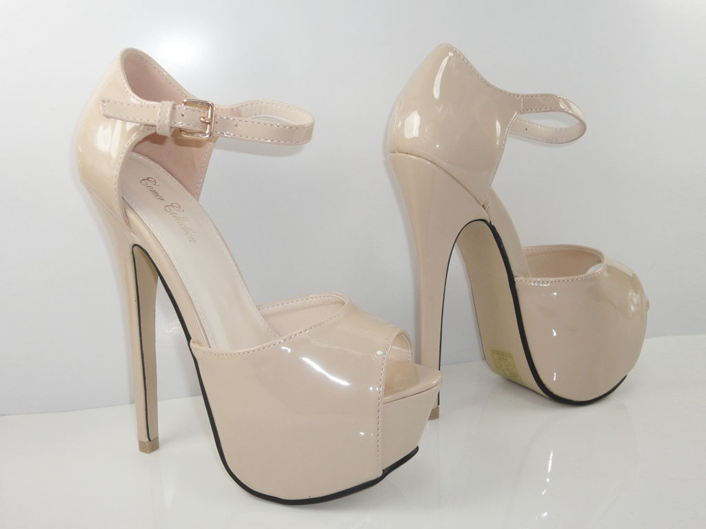 SMILŠKRĀSAS EKRU LAKOTI STILETTOS SANDALES - 5