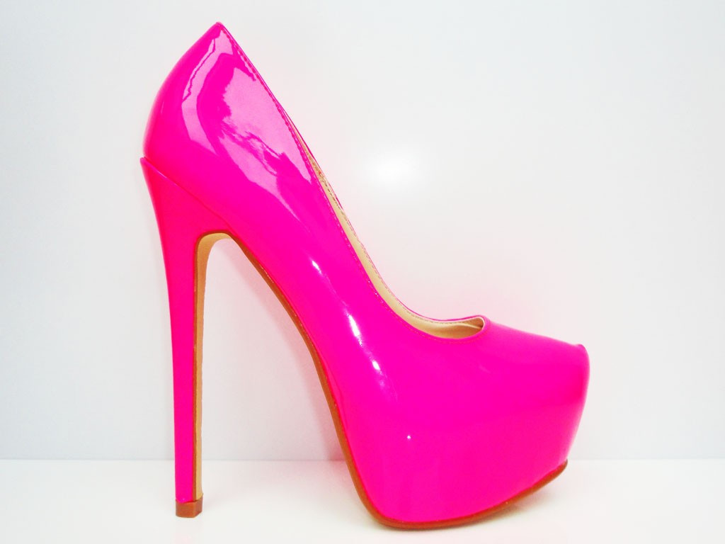 WYSOKIE SZPILKI NA PLATFORMIE RÓŻOWE NEONOWR - 2