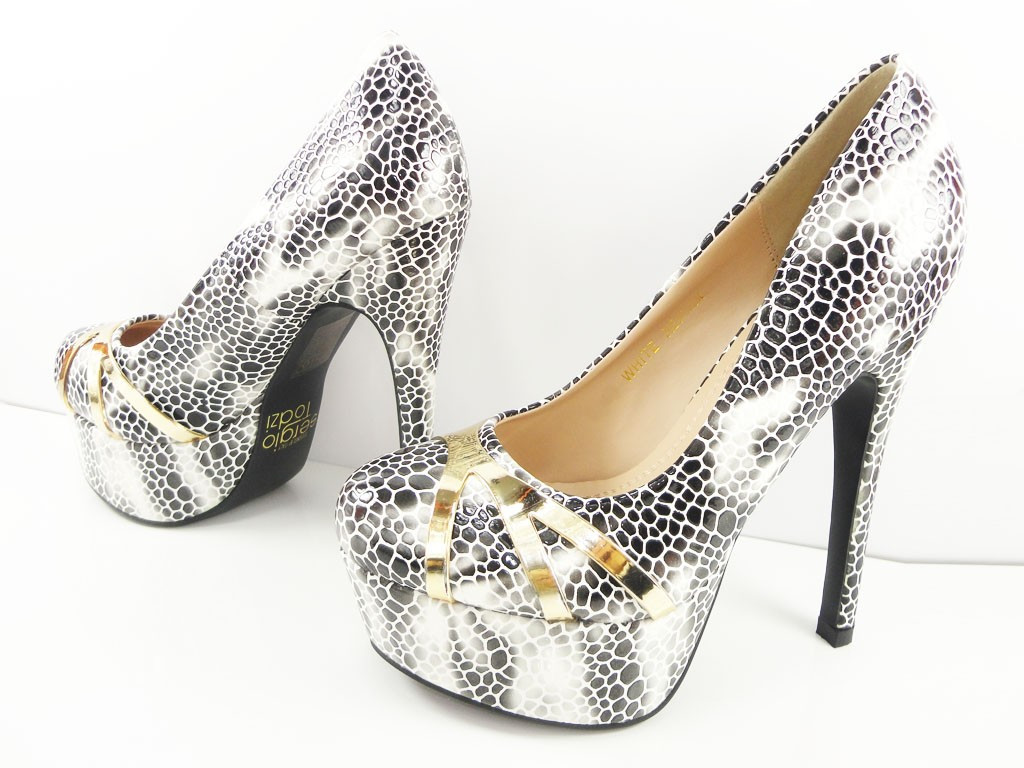 Aukšta stiletto ombre moro gyvatės odos platforma - 3