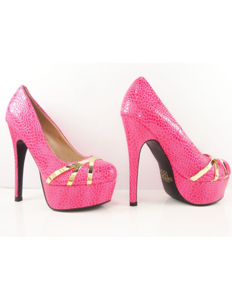 Magas sarkú cipő rózsaszín ombre platformon - 3