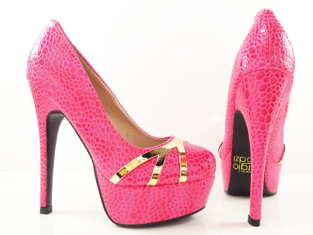 Wysokie szpilki na platformie różowe ombre - 2