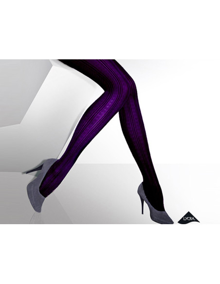 COLLANTS CÔTELÉS 40 BAS PLISSÉ PRUNE - 2