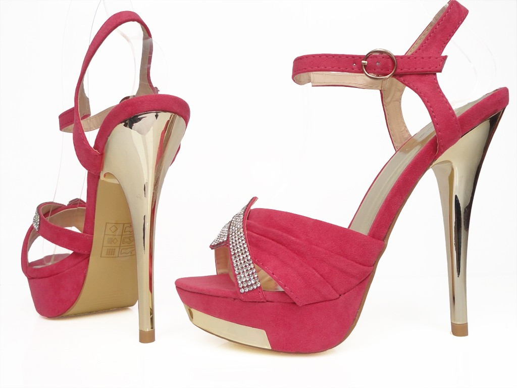 ROSAROTE ZIRKONIA-SANDALEN AUF STIFTEN - 3