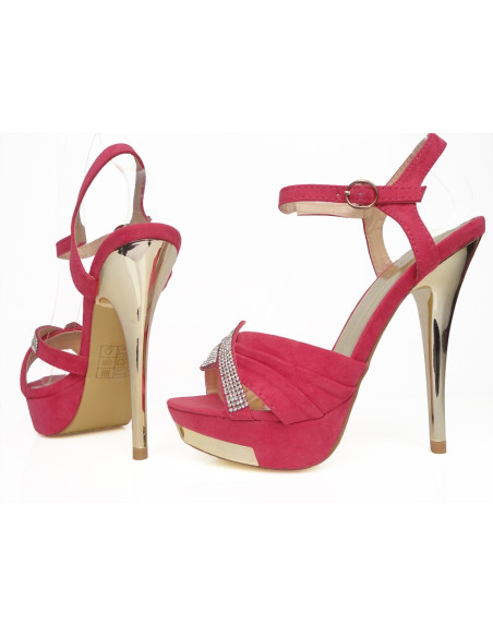ROSAROTE ZIRKONIA-SANDALEN AUF STIFTEN - 3