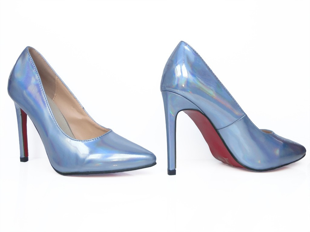 Chaussures épingles bleues épingles métalliques - 4