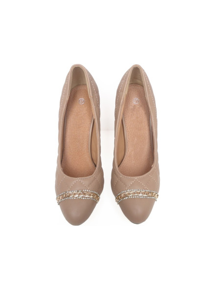 Epingles beige matelassées avec chaîne - 3