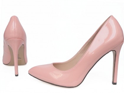 Klasszikus rózsaszín magas sarkú cipő, édes spitz - 2