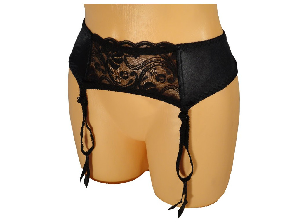 Curea jartieră, satin șiret, negru - 1
