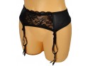 PORTE-JARRETELLES EN SATIN, DENTELLE NOIRE - 1