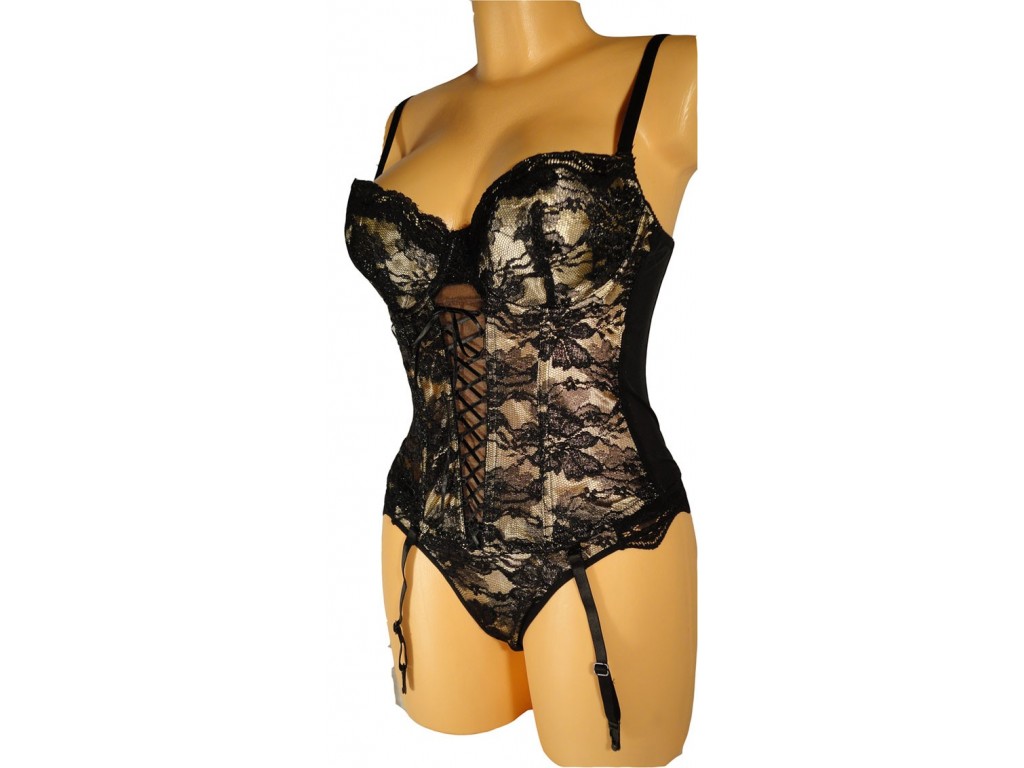 CORSET PROVOCATEUR EN OR NOIR VANESS - 1