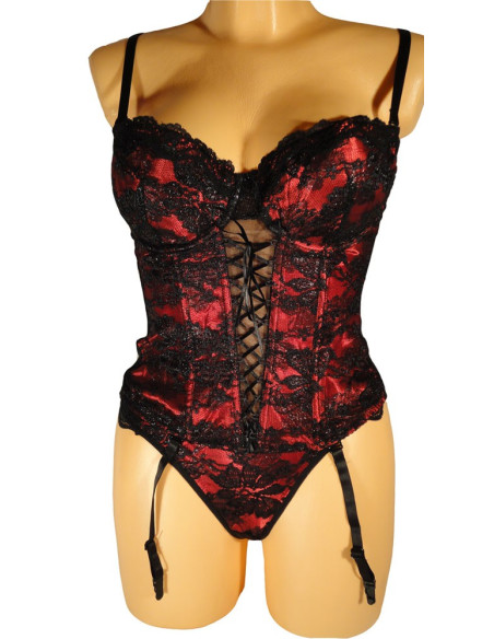 PROVOKANTES SCHWARZES KORSETT MIT ROTER VANESSA - 2