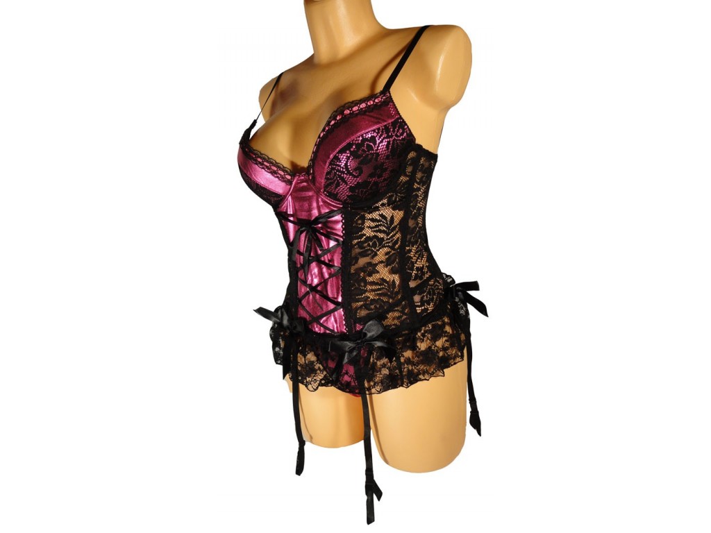 NICOLA PROVOCATIVE CORSET BLACK WITH PINK - 1