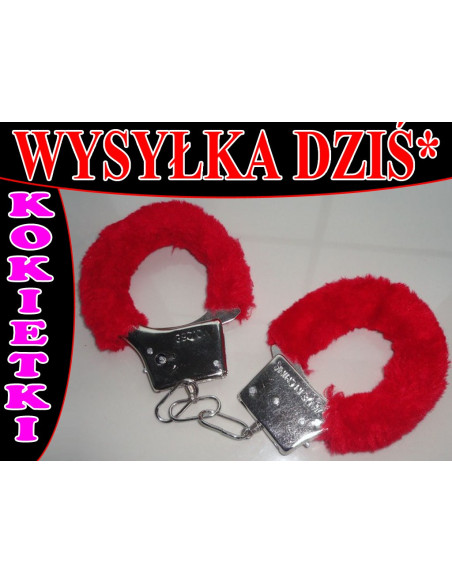 KAJDANKI CZERWONE Z PUSZKIEM SEXY BSDM