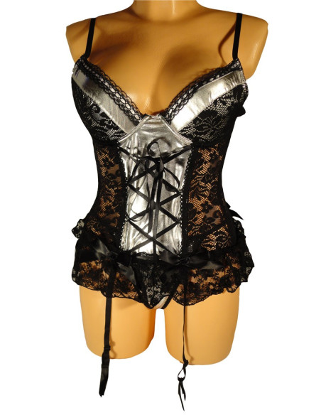 NICOLA CORSET PROVOCATEUR NOIR AVEC ARGENT - 2