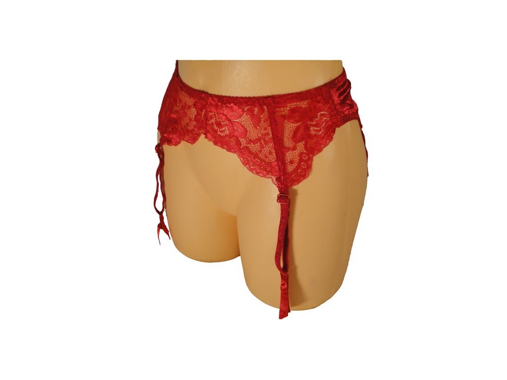 GARTER BELT SATIN Csipke RED - 1