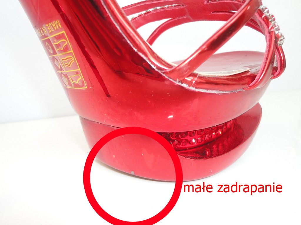 WYSOKIE SZPILKI SANDAŁKI Z CYRKONIAMI ROSSO
