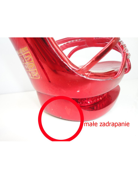 WYSOKIE SZPILKI SANDAŁKI Z CYRKONIAMI ROSSO
