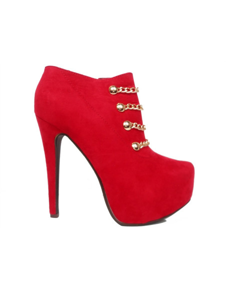 VÖRÖS, MAGAS SARKÚ PLATFORM SUEDE BOKACSI - 2