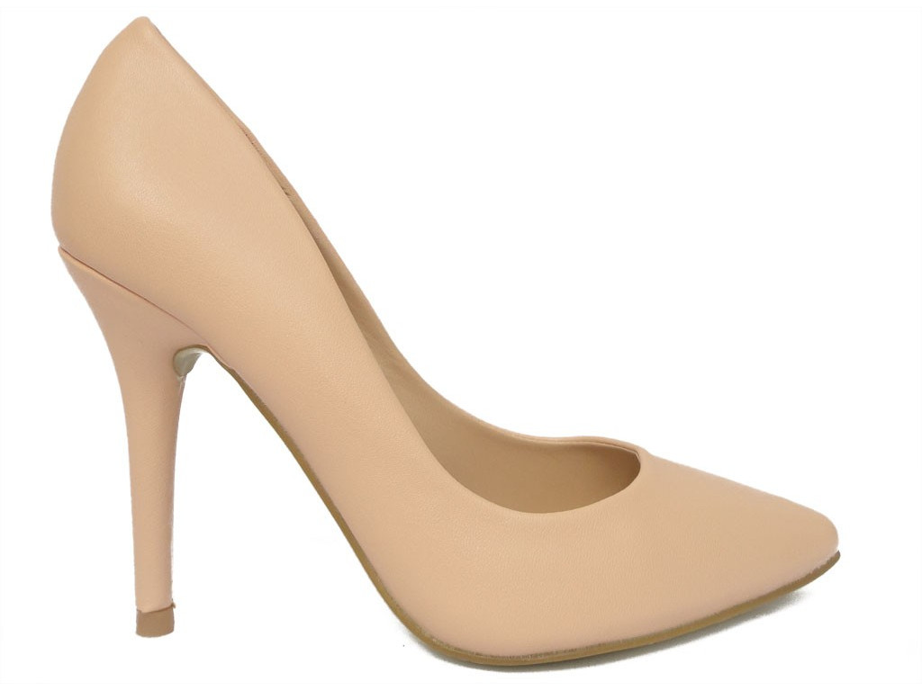 Matt beige klassische High Heels Schuhe - 1