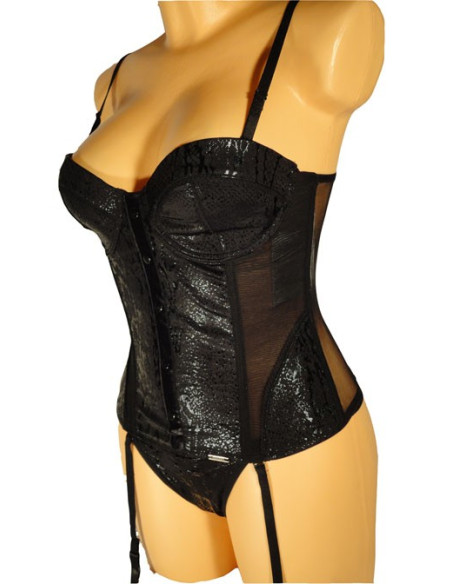 ENSEMBLE CORSET SUZI NOIR BRILLANT - 1