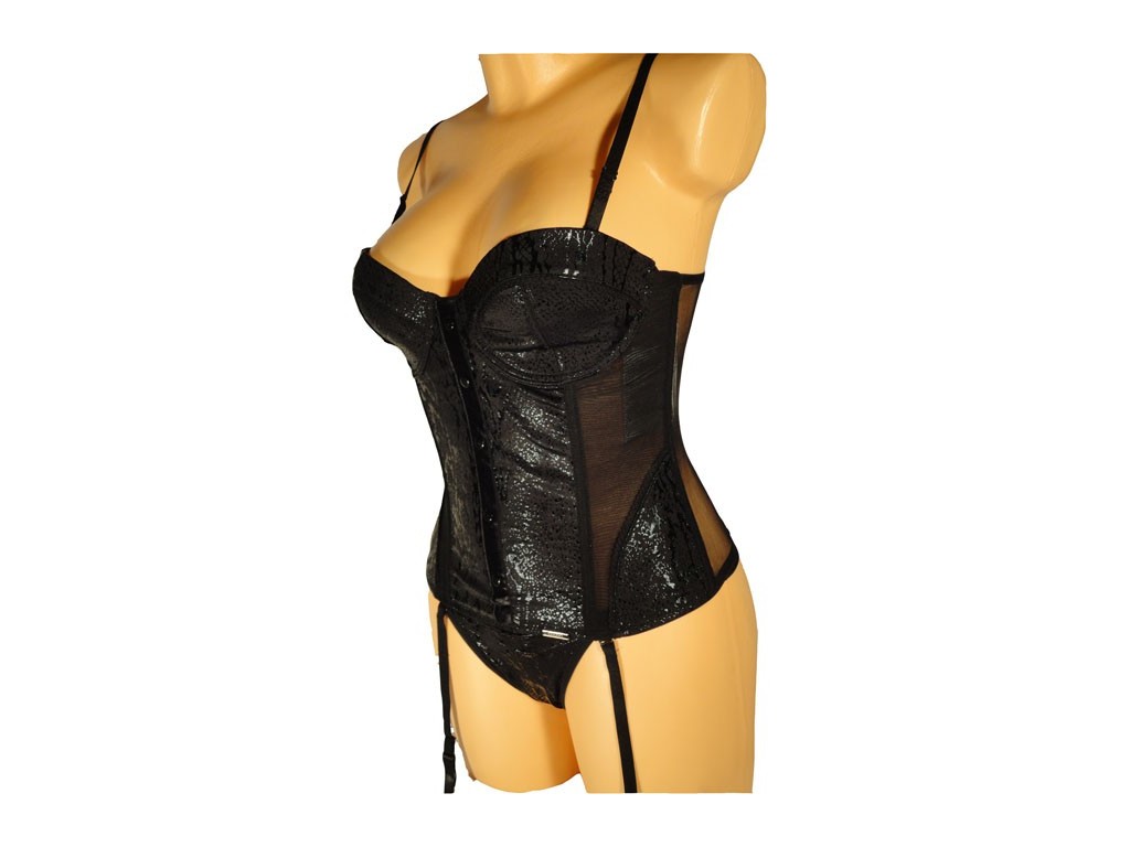 ENSEMBLE CORSET SUZI NOIR BRILLANT - 1