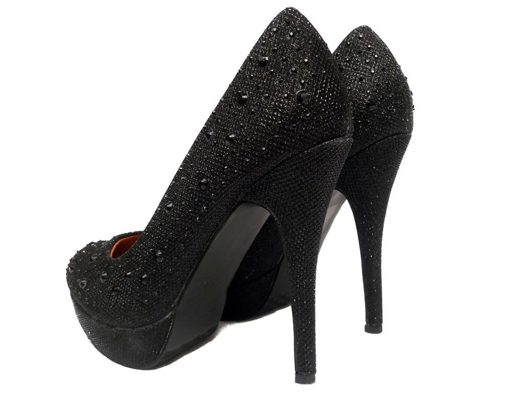 Black boots pins with zirconia on the platform - 4