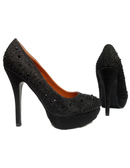 Black boots pins with zirconia on the platform - 3