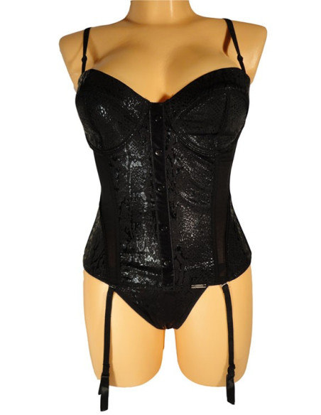 SET SUZI CORSET NEGRU LUCIOS - 2