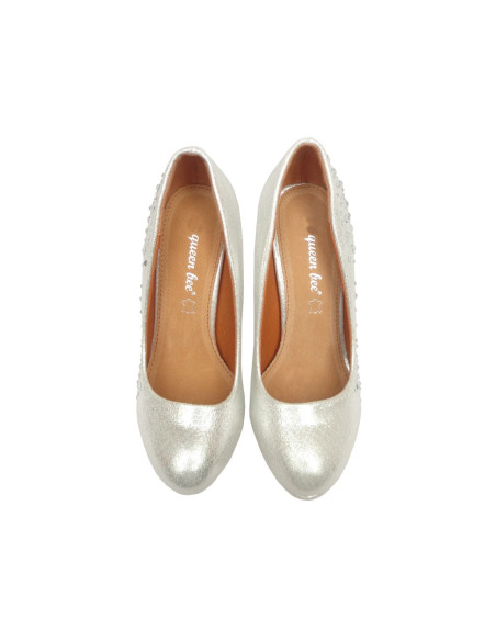Sudraba platformas stiletto kurpes ar cirkoniem - 2