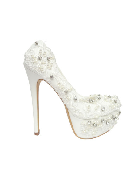 White pins with zirconia wedding lace - 1