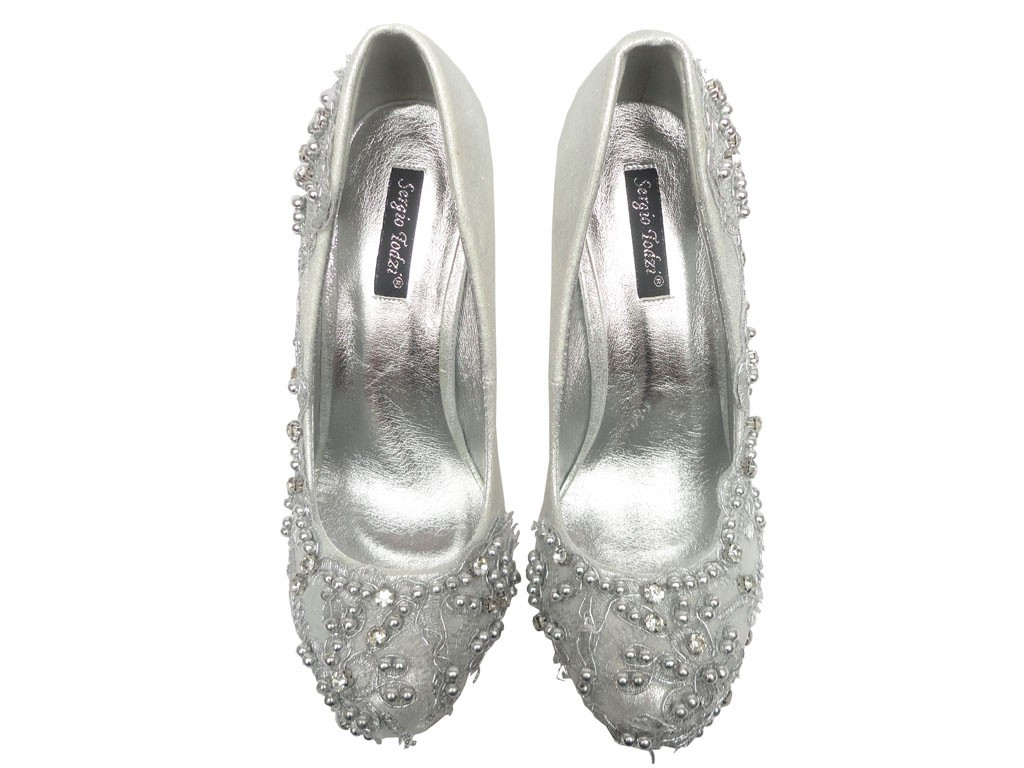 SILVER BOOTS PINS ON A PLATFORM WITH ZIRCONIA - 5