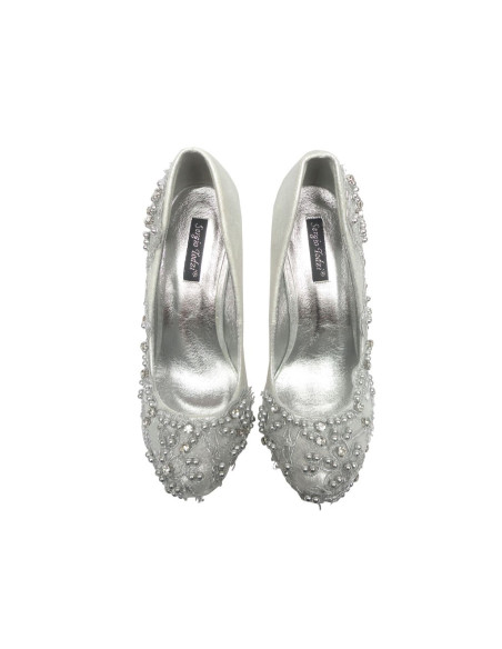 SILVER BOOTS PINS ON A PLATFORM WITH ZIRCONIA - 5