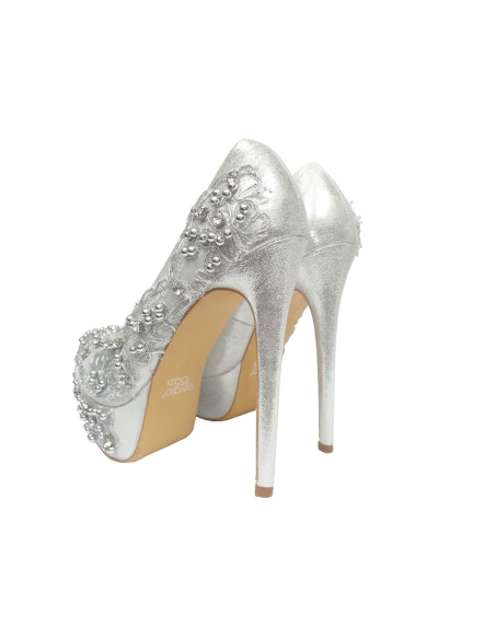 SILVER BOOTS PINS ON A PLATFORM WITH ZIRCONIA - 3