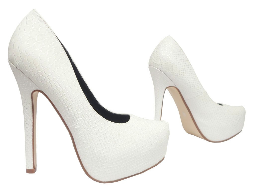 AUGSTAS BALTAS KĀZU PLATFORMAS STILETTOS - 1