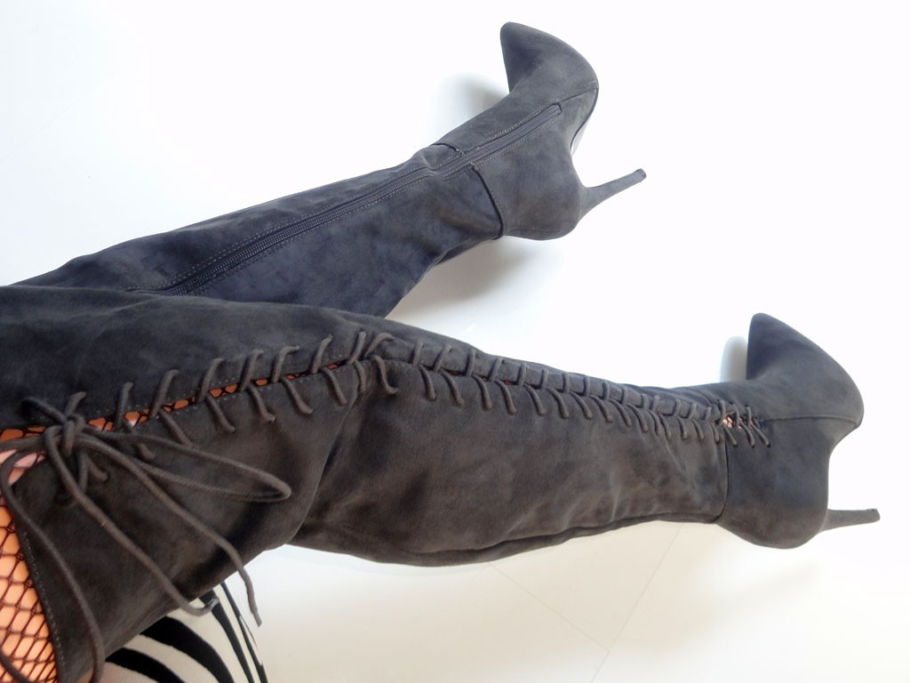 Graphite suede boots by the knee - 2