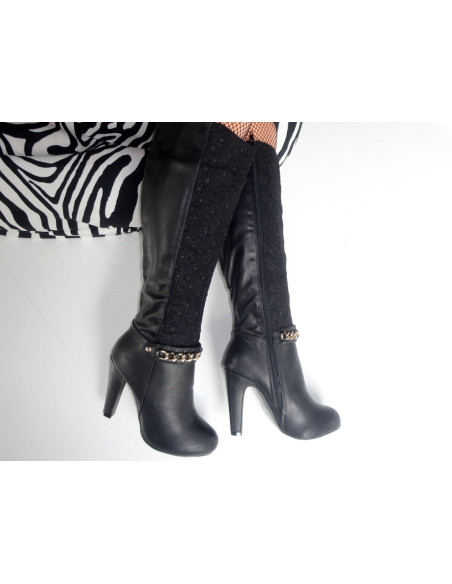 BOTTES NOIRES MATTES SUR LE POTEAU ÉCO CUIR MAT - 5