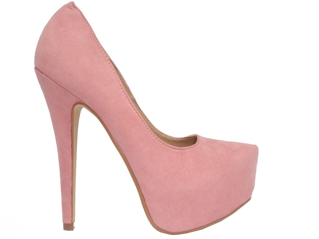 PLATFORMA PODPÄTKY RUŽOVÝ PASTEL SUEDE - 1