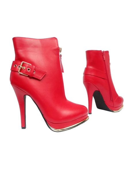 BOTTES ROUGES À CHEVILLES EN CUIR ÉCOLOGIQUE - 2