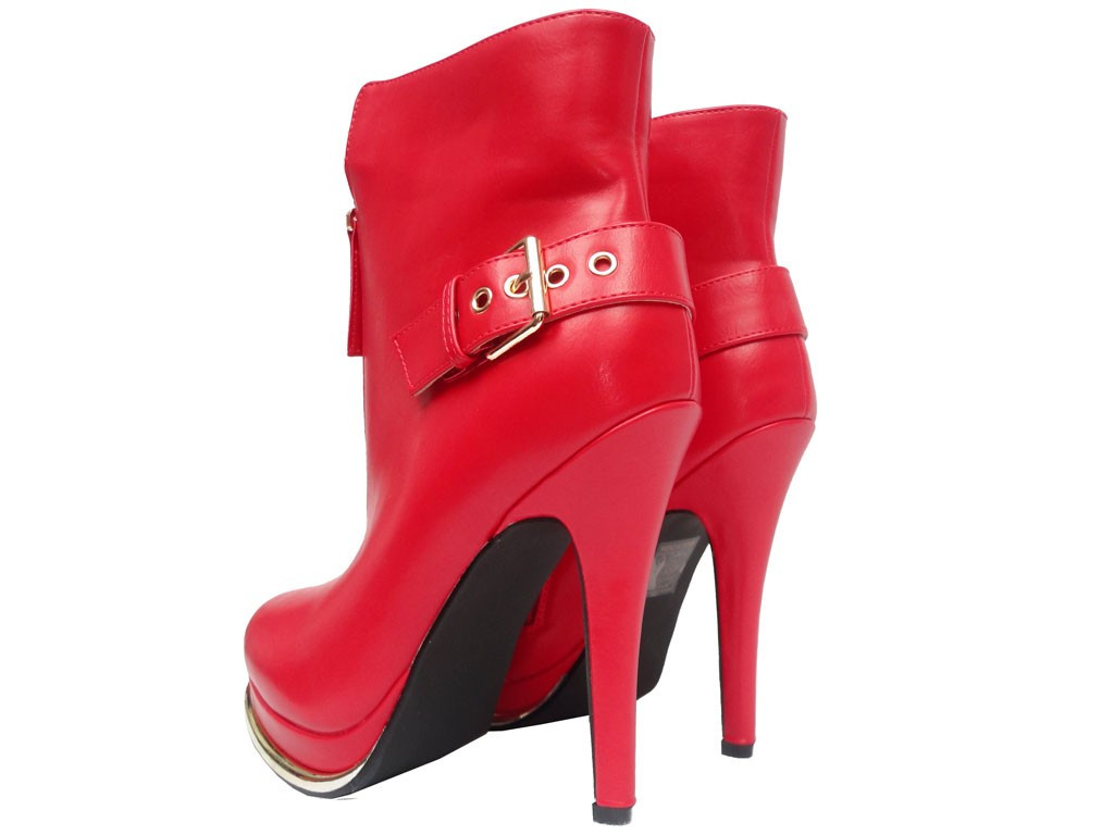 RED BOOTS PEGGED ECO LEATHER - 3