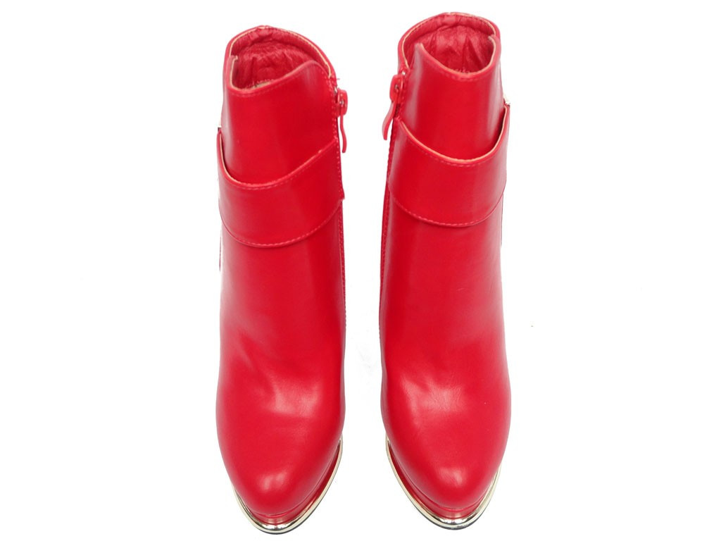 RED BOOTS ON ECO LEATHER PINS - 5