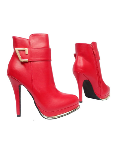 RED BOOTS ON ECO LEATHER PINS - 1