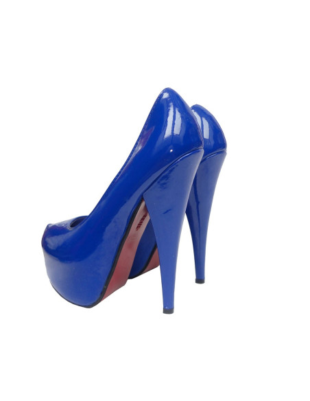 NAVY BLUE PINS ON THE PLATFORM ECO LEATHER - 3